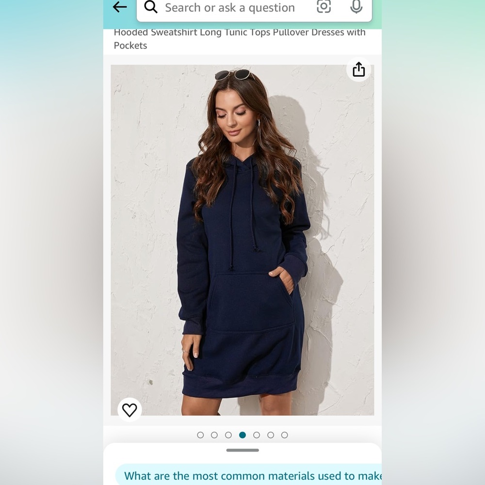 Navy hooded sweatshirt dress, size L